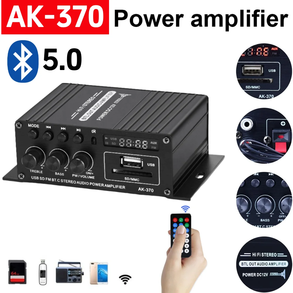 Home Cinema Bluetooth - Amplificatore Bluetooth AK-370, Amplificatore di Potenza