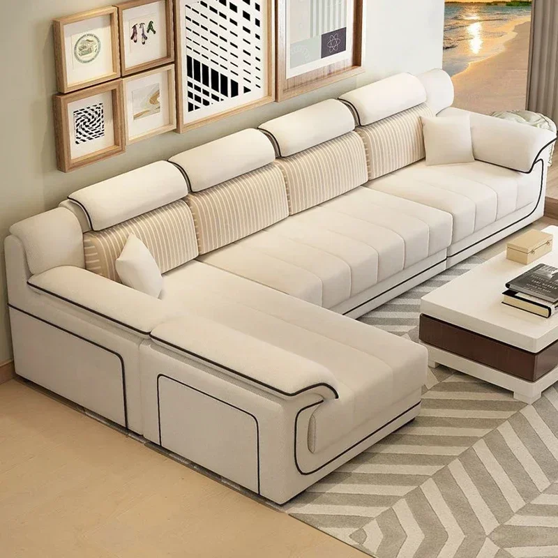 Home Cinema Sofa - Divani europei in legno beige riempitivo