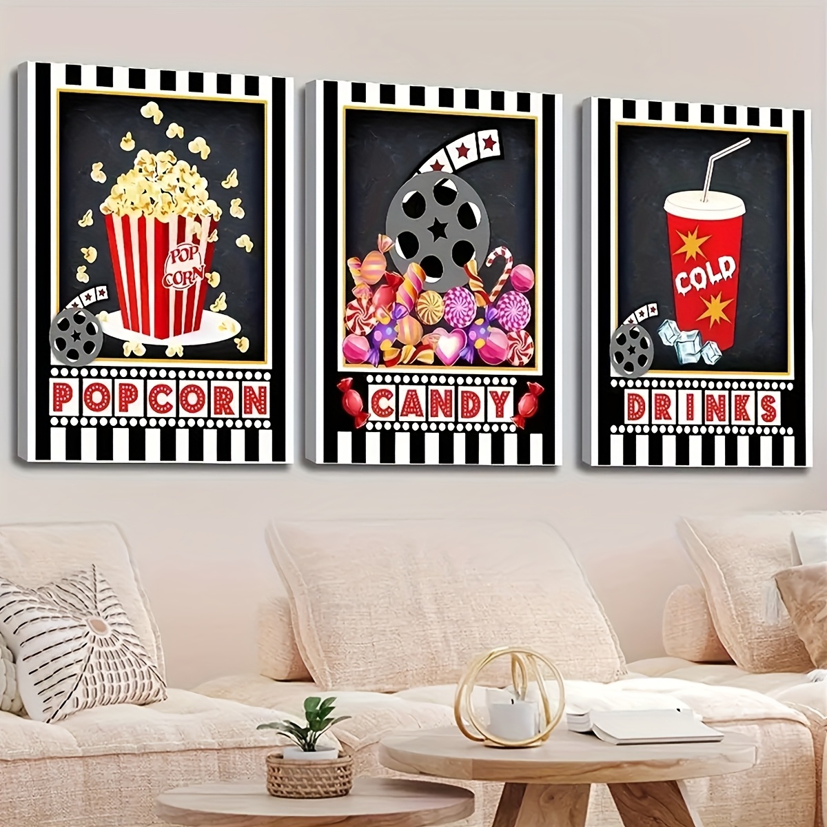Home Cinema Logo - 3 pezzi di decorazioni da parete