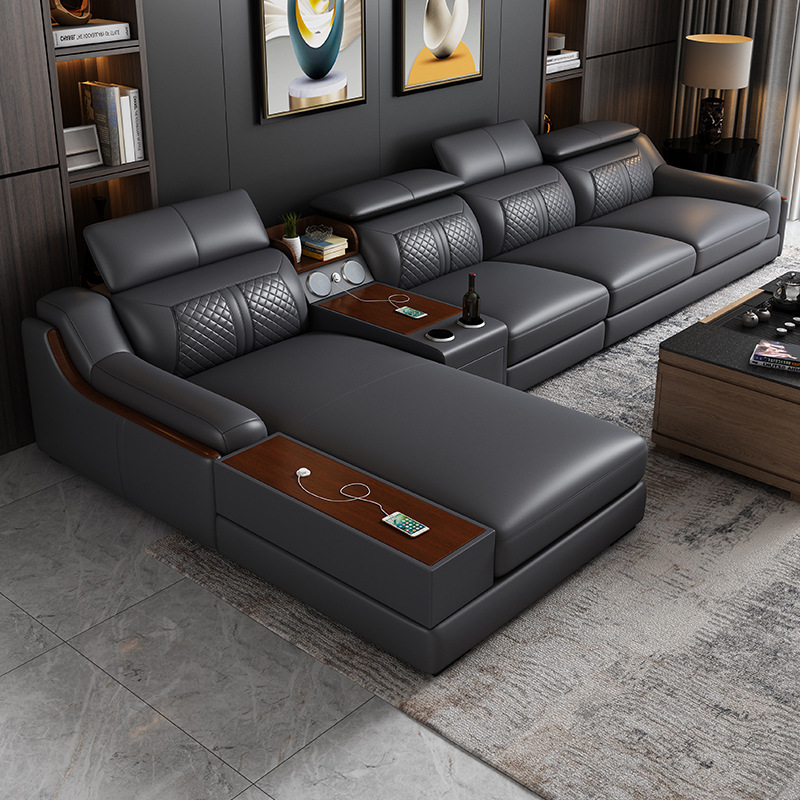 Home Cinema Sofa - Divano in pelle, semplice e moderno,
