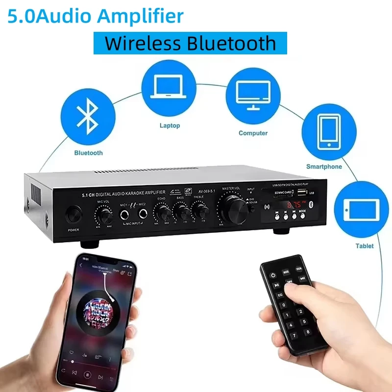 Home Cinema Bluetooth - AV-369BT Bluetooth 5.1 Altoparlante audio AMP