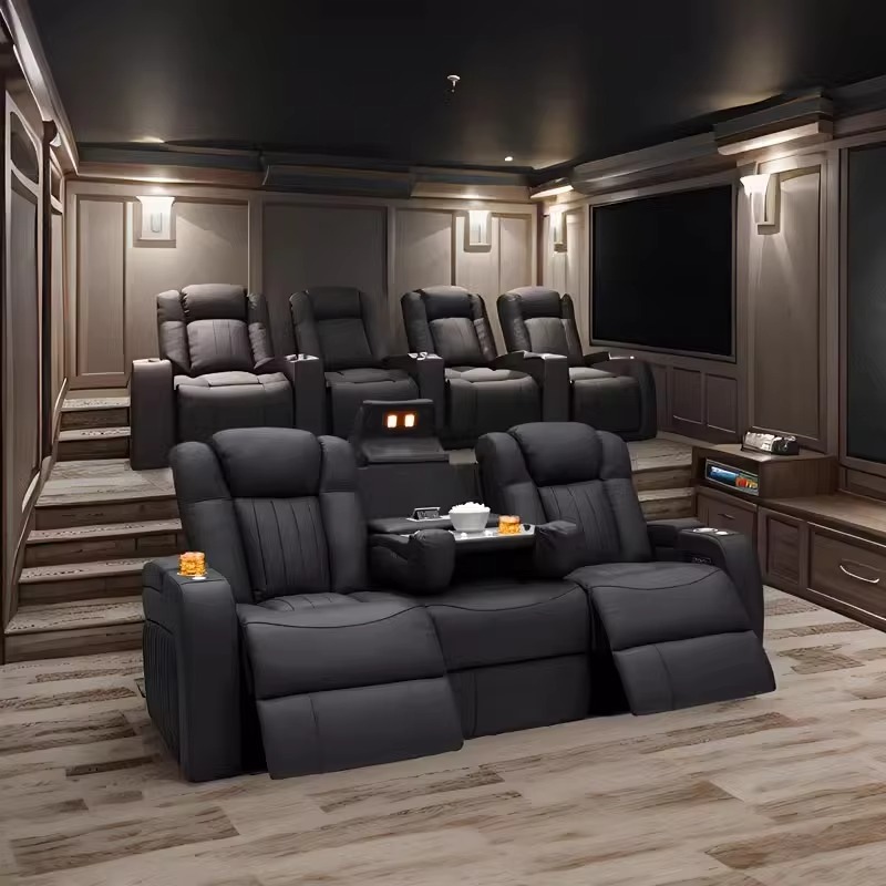 Home Cinema Recliners - Set di Divani Reclinabili in Pelle,