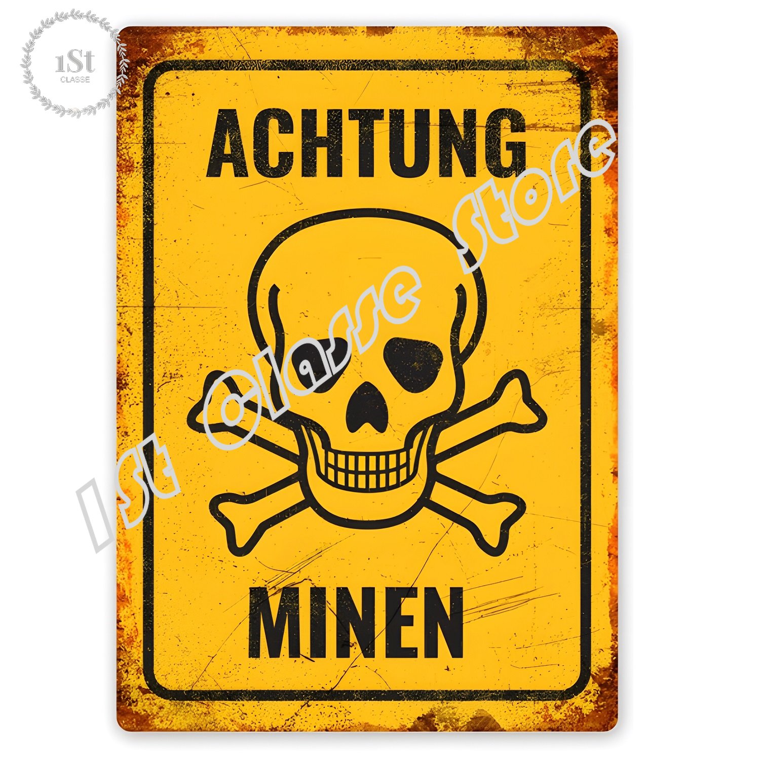 Achtung Minen Tin Sign art wal - Home Cinema Logo recensione e prezzo