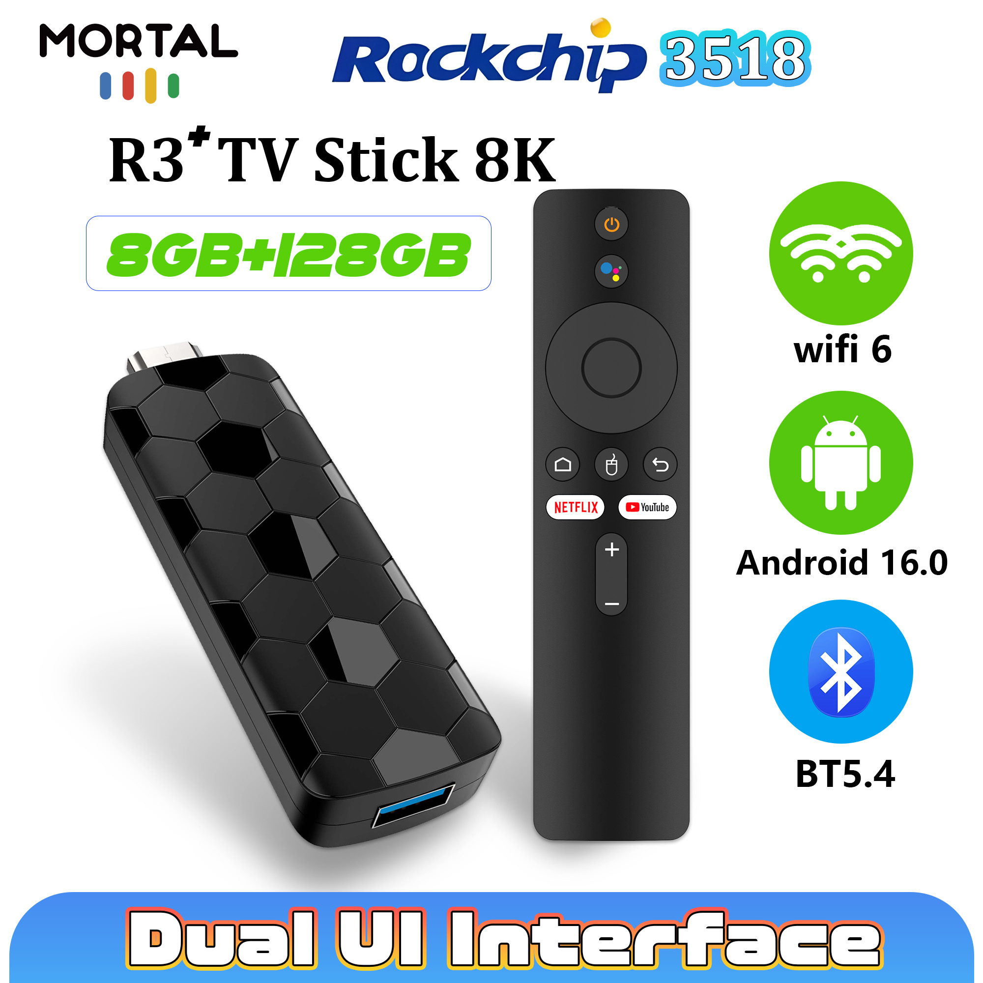 Mortal R3+ TV Stick Android 16 - Home Cinema Complet recensione e prezzo