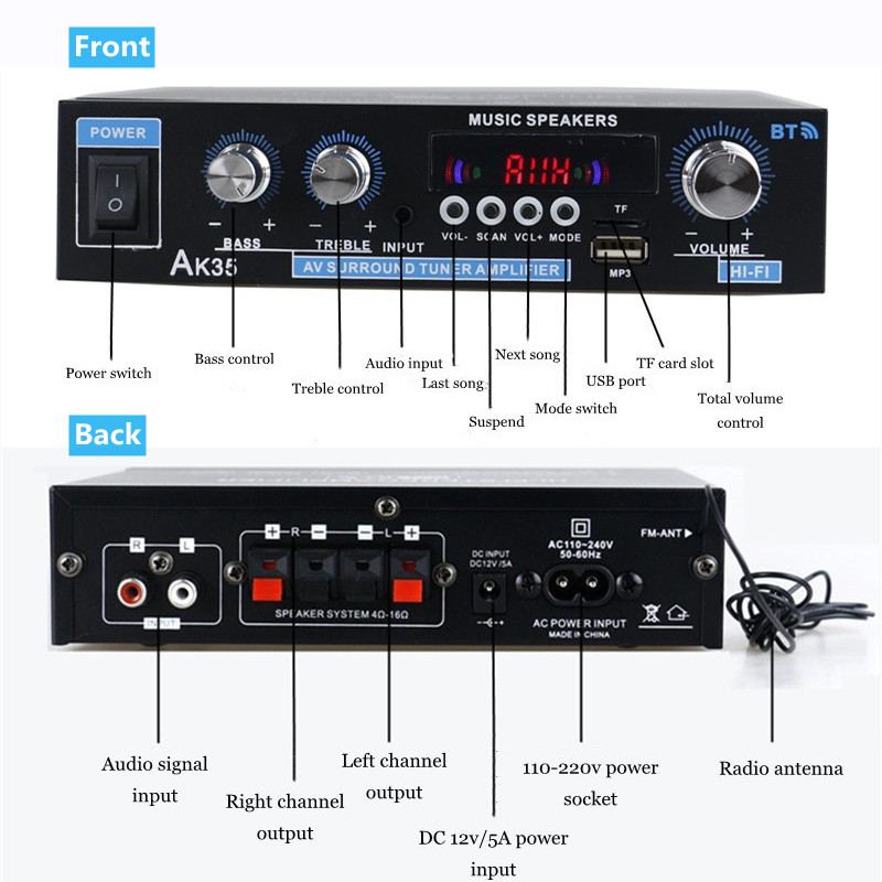 AK35 AK380 800W Amplificatori  - Home Cinema Bluetooth recensione e prezzo